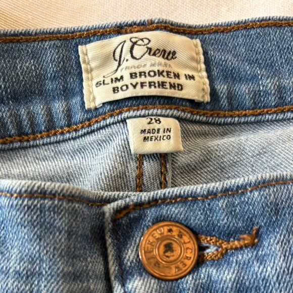 J.Crew Slim Broken-In Boyfriend Jeans – Size 28 – Ripped Knees, Frayed Hem - Picture 6 of 14